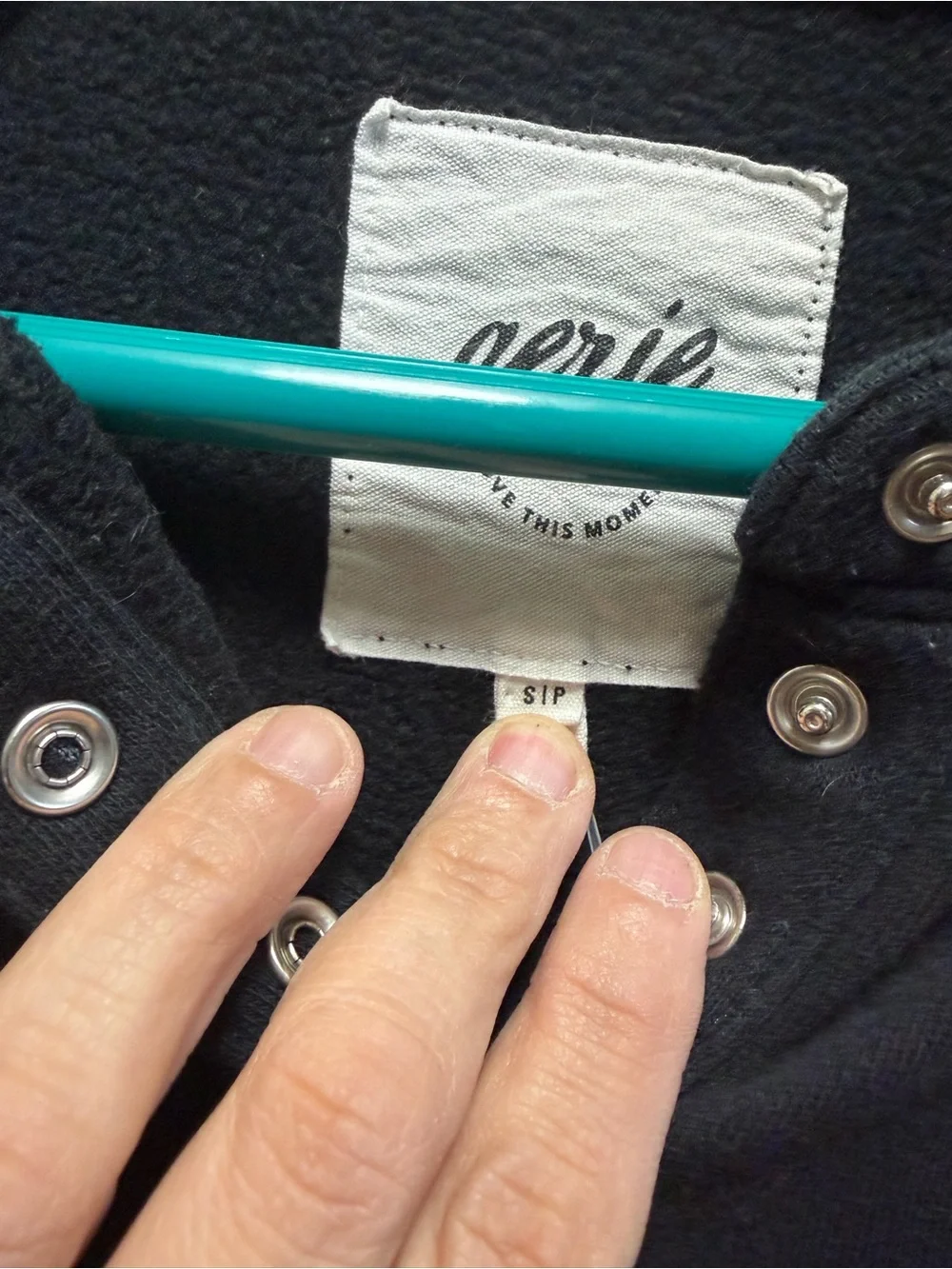 Aerie Black quarter snap oversized pullover cropped sweatshirt S - Picture 3 of 7